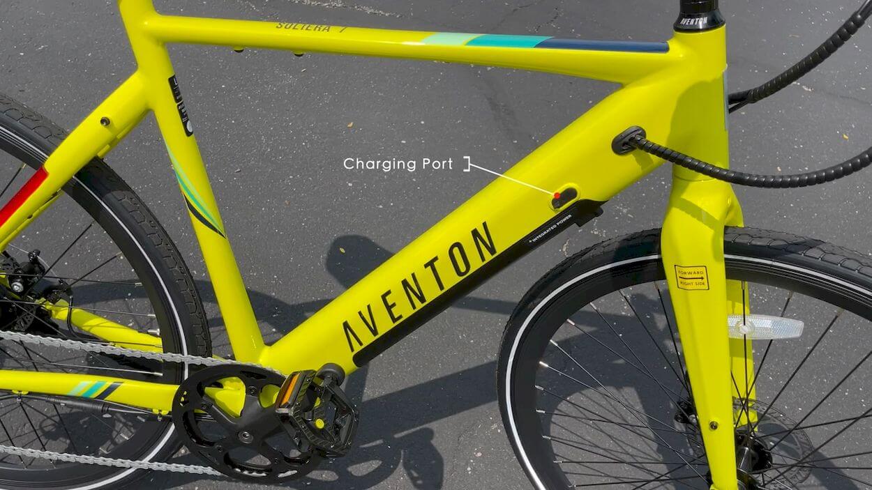 Aventon Soltera Review: battery and charging port